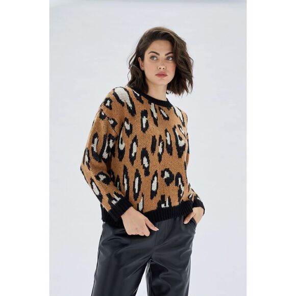NWT MinkPink Revolve Latifah Intarsia Animal Print Cheetah Sweater Sz XS - Picture 2 of 10